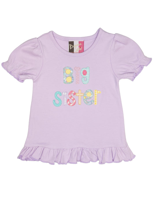 Purple Big Sister Applique T-shirt