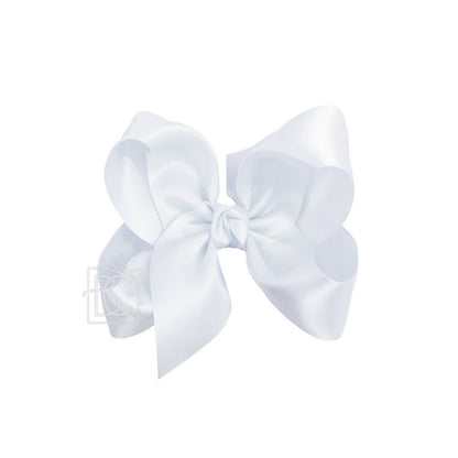 SATIN BOW ON CLIP: POWDER BLUE / 5.5" Huge - 2.25" Ribbon on Alligator Clip