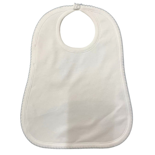 White Bib with Blue Picot Trim