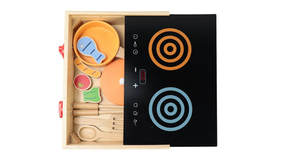 2-in-1 Mini Kitchen Wooden Play Set with 15-Pieces