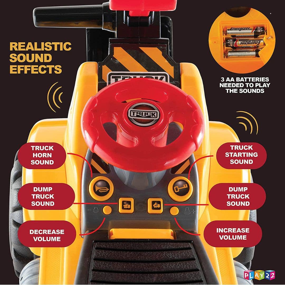 Play22 Ride-On Toy Tractor Excavator for Kids with Helmet