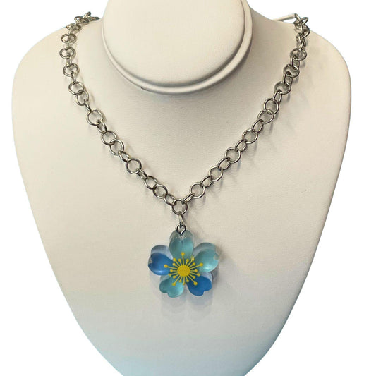 Blue Flower Pendant Necklace