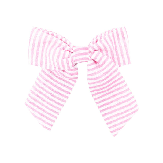 Seersucker Hair Bow: Pink