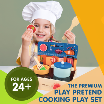 2-in-1 Mini Kitchen Wooden Play Set with 15-Pieces