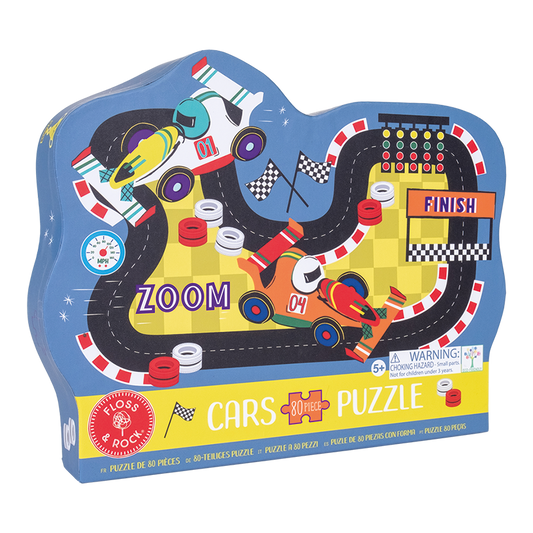 Cars 80pc "Race Track" Shaped Jigsaw with Shaped Box