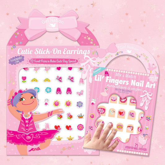 Stick-On Earring and Nail Sticker Gift Set- Ballerinas