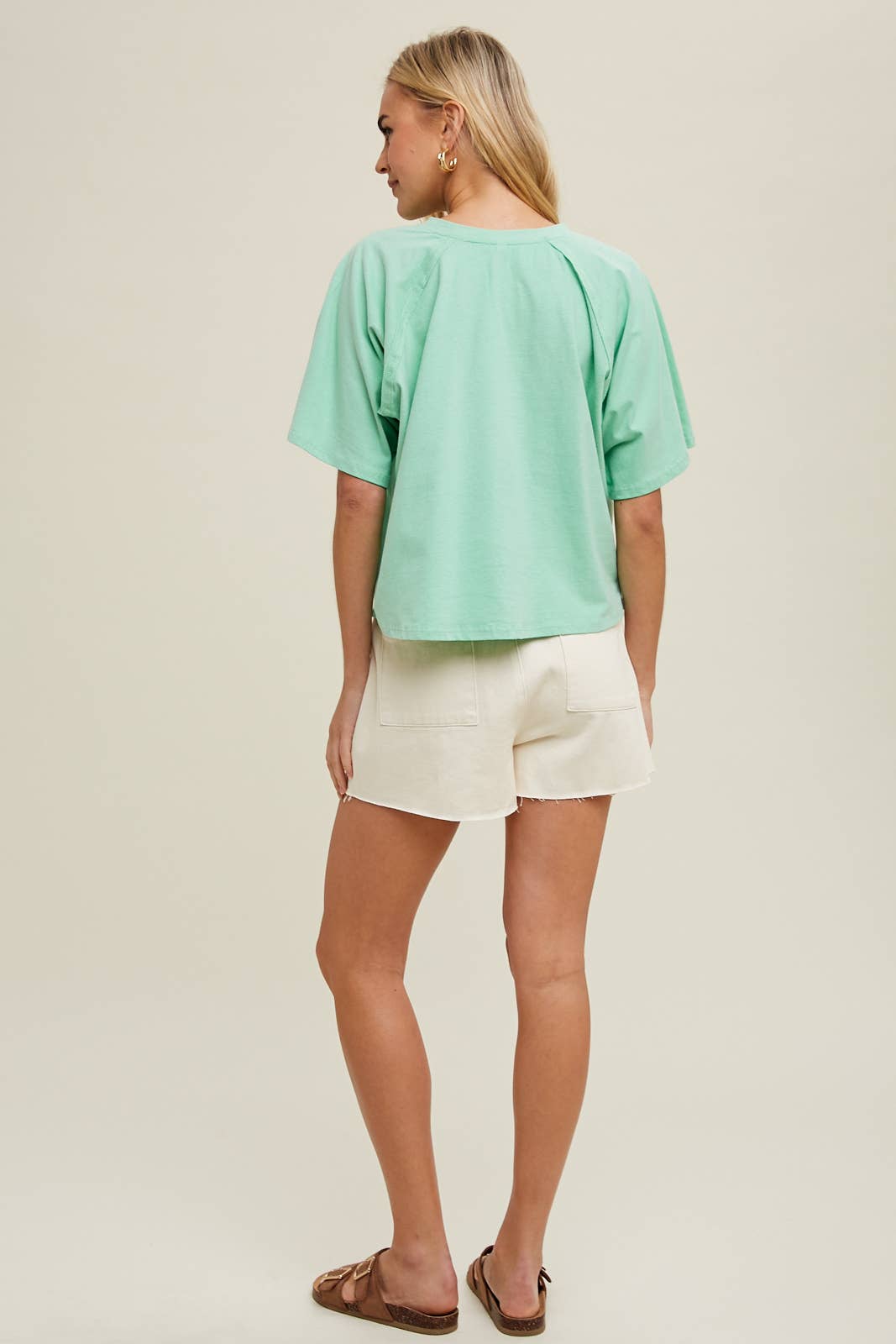 Women's Cotton Knit Top with Drop Shoulder