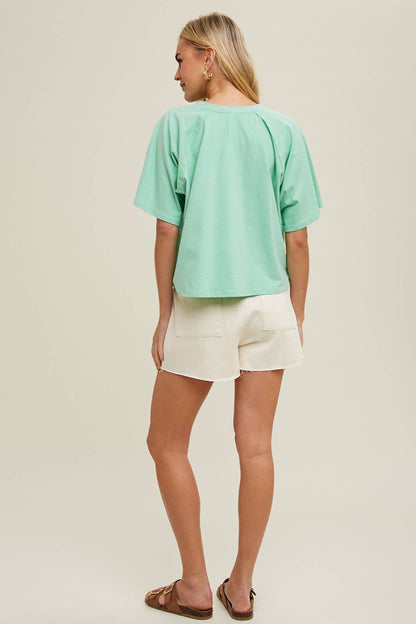 Women's Cotton Knit Top with Drop Shoulder