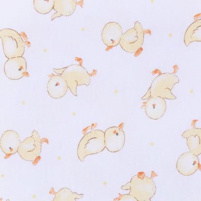 Pattern of cartoon ducks on a light purple background