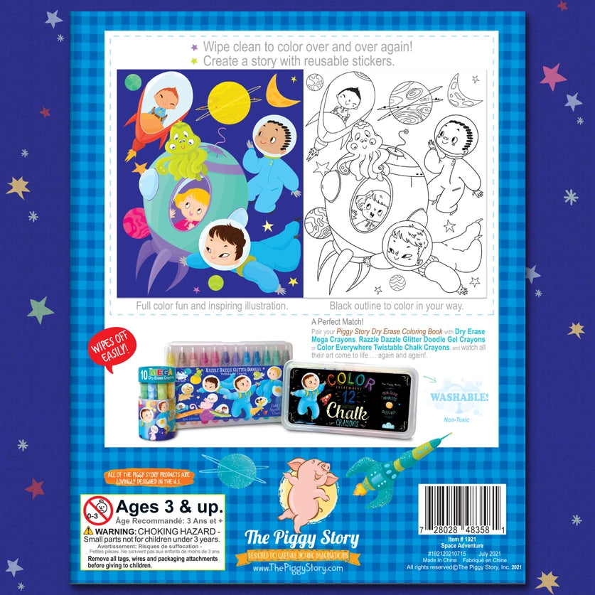 Space Adventure Dry Erase Coloring Book