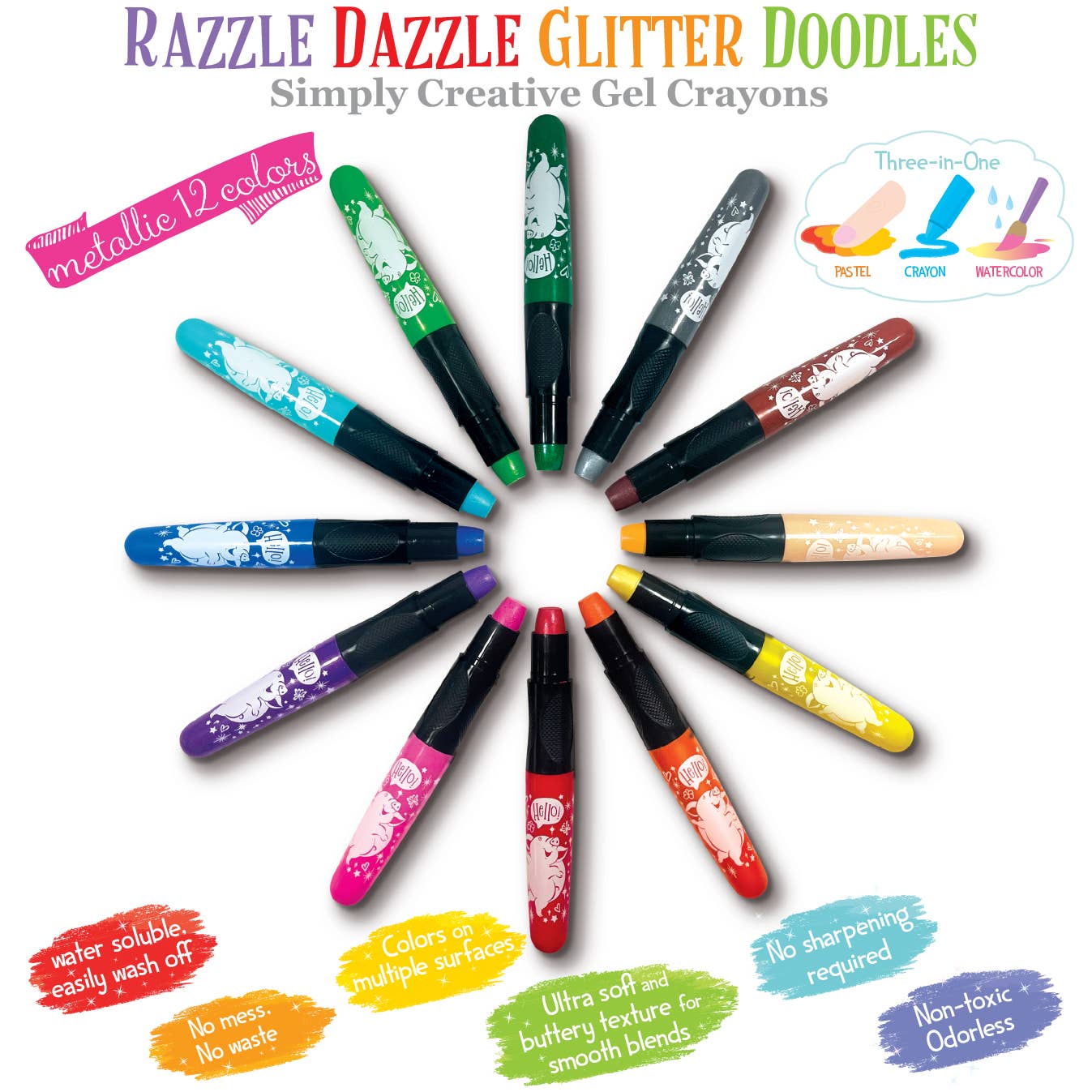 Mermaid Shimmer Glitter Doodle Gel Crayons