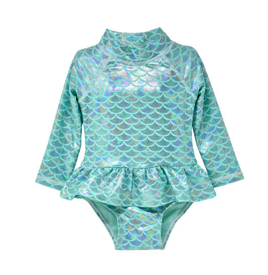 Fairy Tale Scales Ruffle Rash Guard Swimsuit