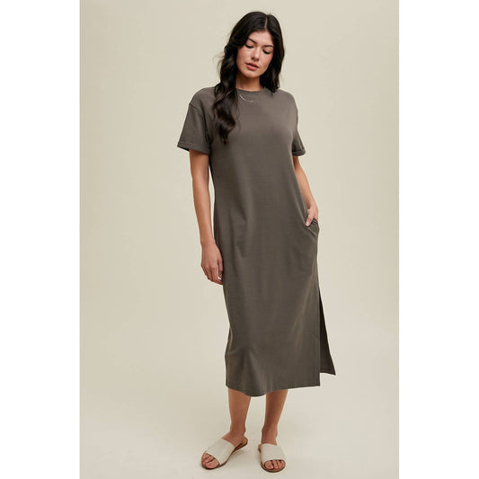 Women's Basic Knit Midi Tee Dress