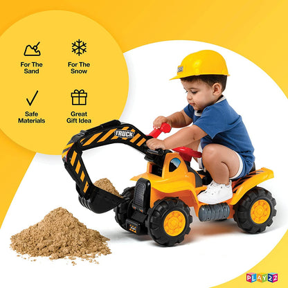 Play22 Ride-On Toy Tractor Excavator for Kids with Helmet