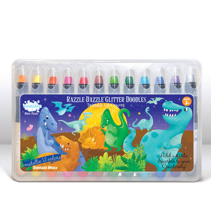 Dinosaur World Glitter Doodle Gel Crayons