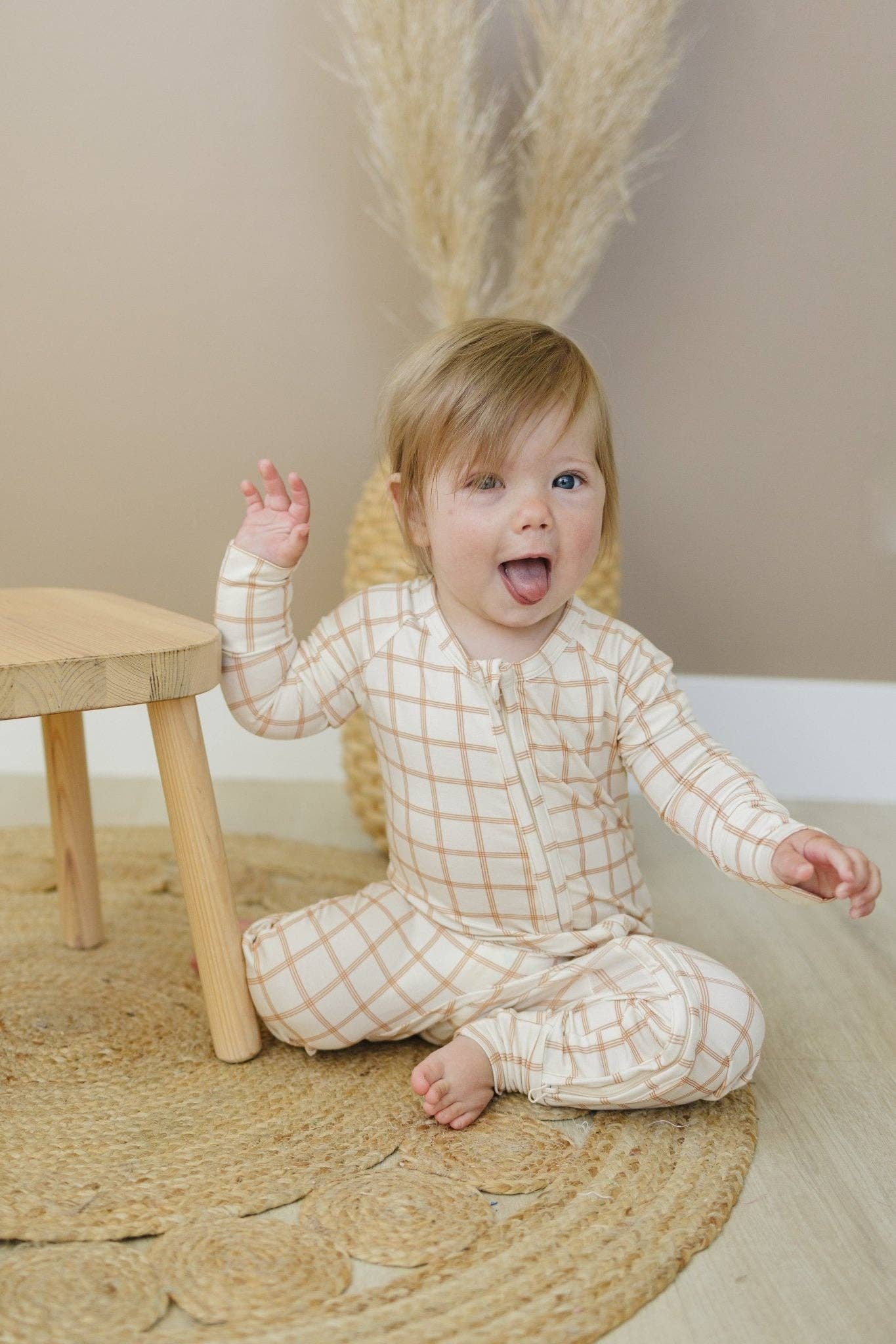 Burnt Orange Plaid Zippy Romper