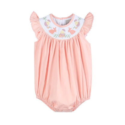 Light Pink Easter Smocked Flutter Romper