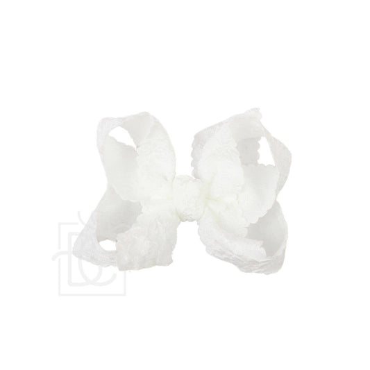 White Lace Flower Bow