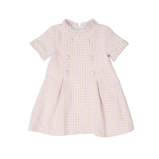 Pink Brown Tweed Kid's Dress