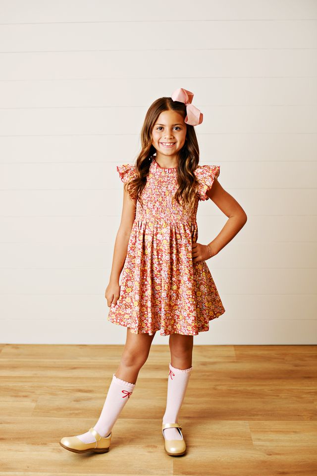 Fall Floral Smock Dress