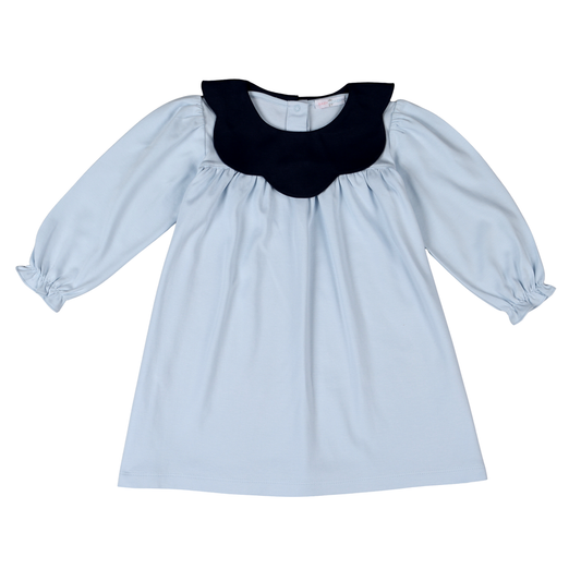 Emily Blue Scallop Collar Dress