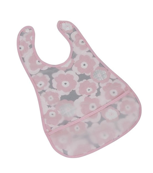 Pink & Grey Floral Wipeable Bib