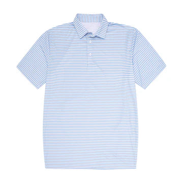 Light Blue, Grey & White Striped Polo