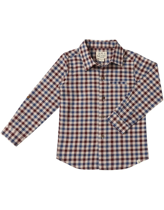 Burgundy & Blue Plaid Shirt