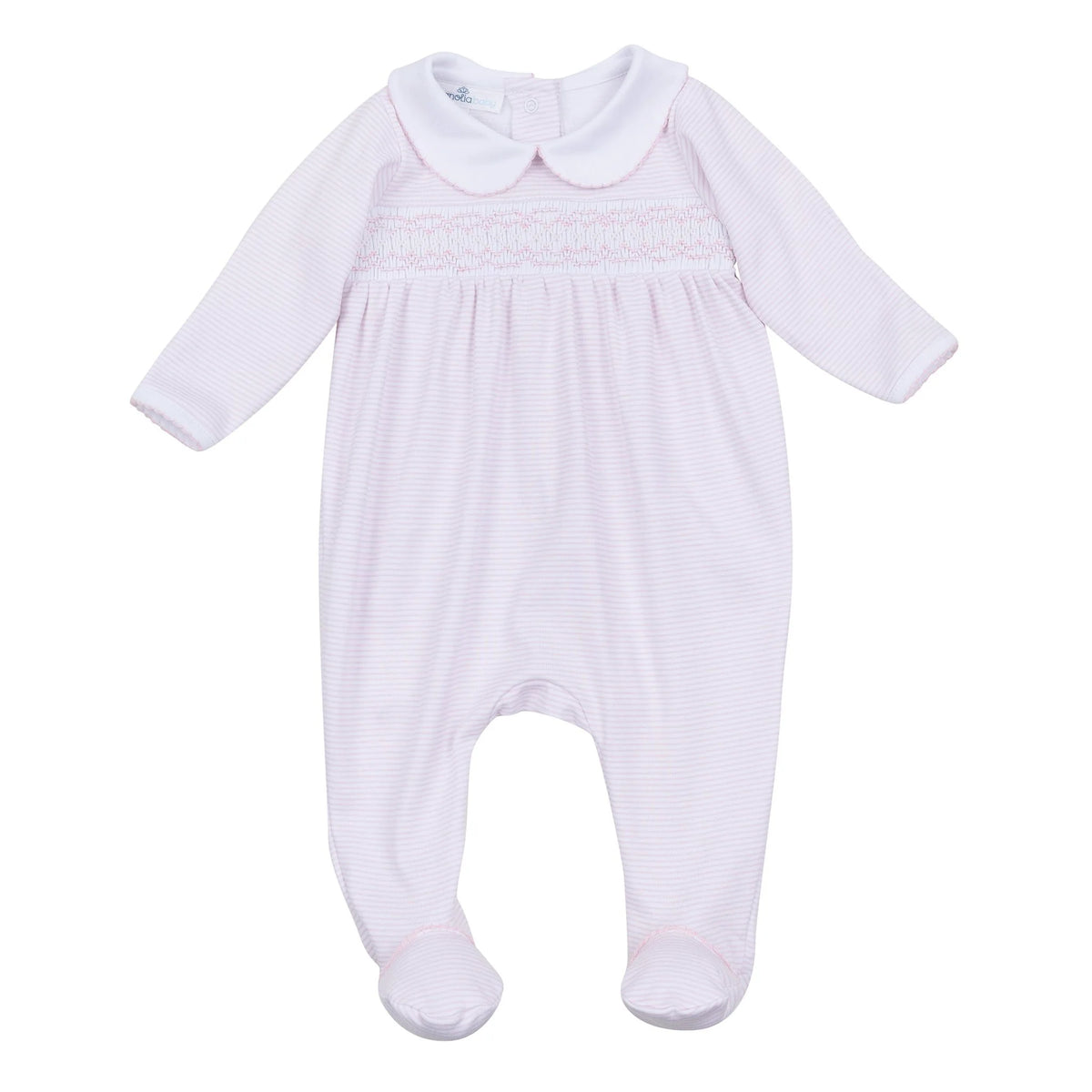 Pink Mini Stripes Smocked Footie