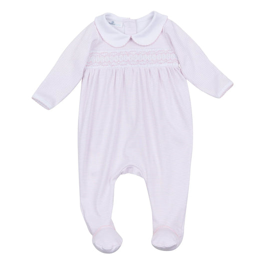 Pink Mini Stripes Smocked Footie