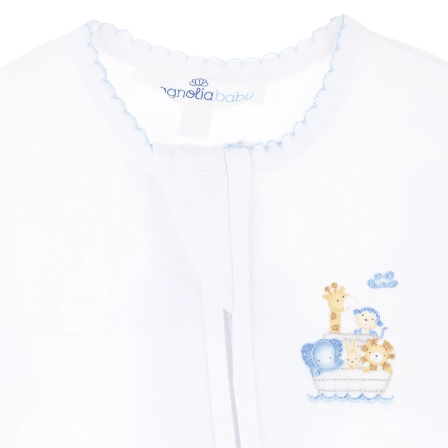 Blue Noah's Ark Zip Footie