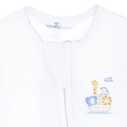 Blue Noah's Ark Zip Footie
