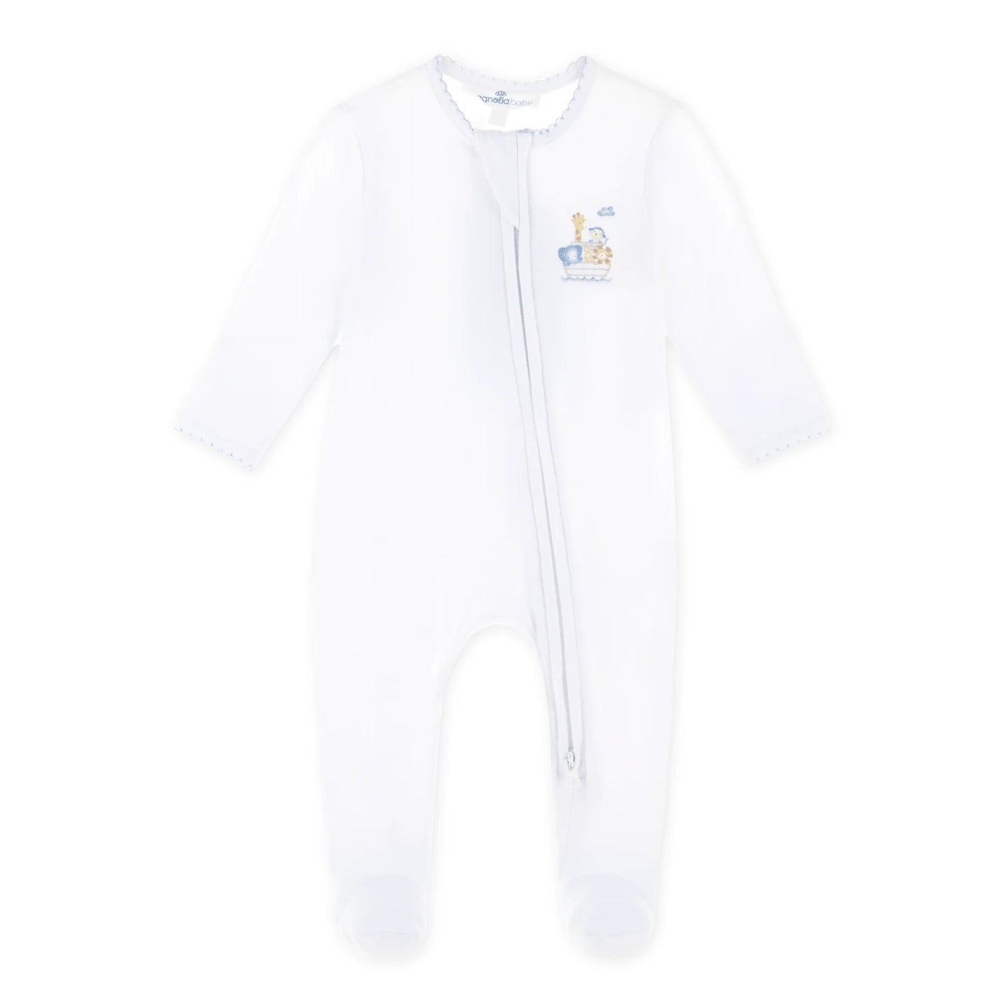 Blue Noah's Ark Zip Footie