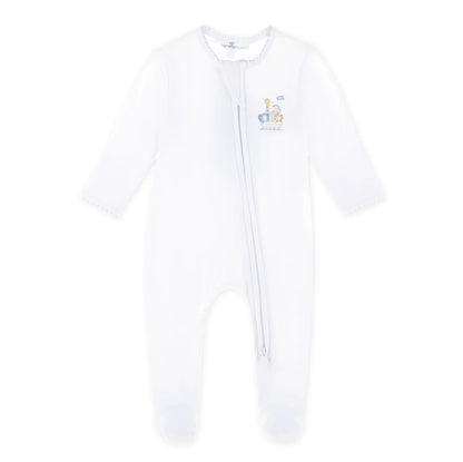 Blue Noah's Ark Zip Footie