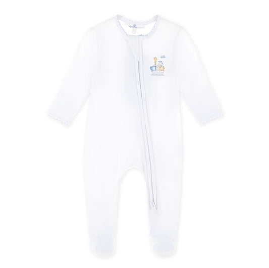 Blue Noah's Ark Zip Footie