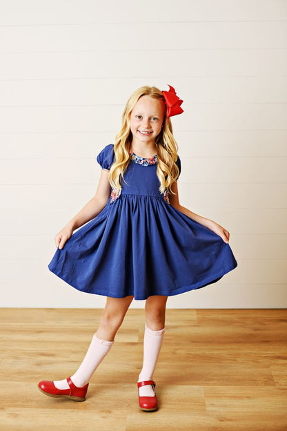 Navy Floral Dress