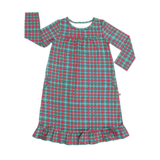 Green Tartan Holiday Boho Dress