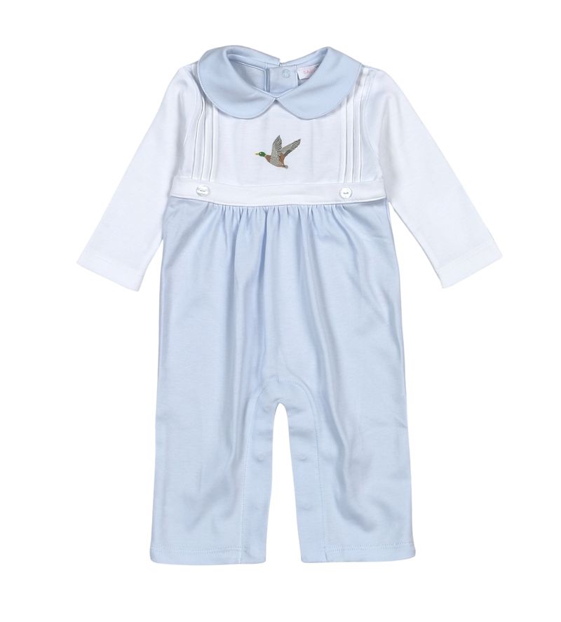 Blue Mallard Ducks Hand Embroidered Romper