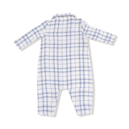 Blue Plaid Polo Romper