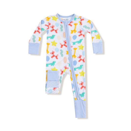 Blue Balloon Animals Zipper Romper