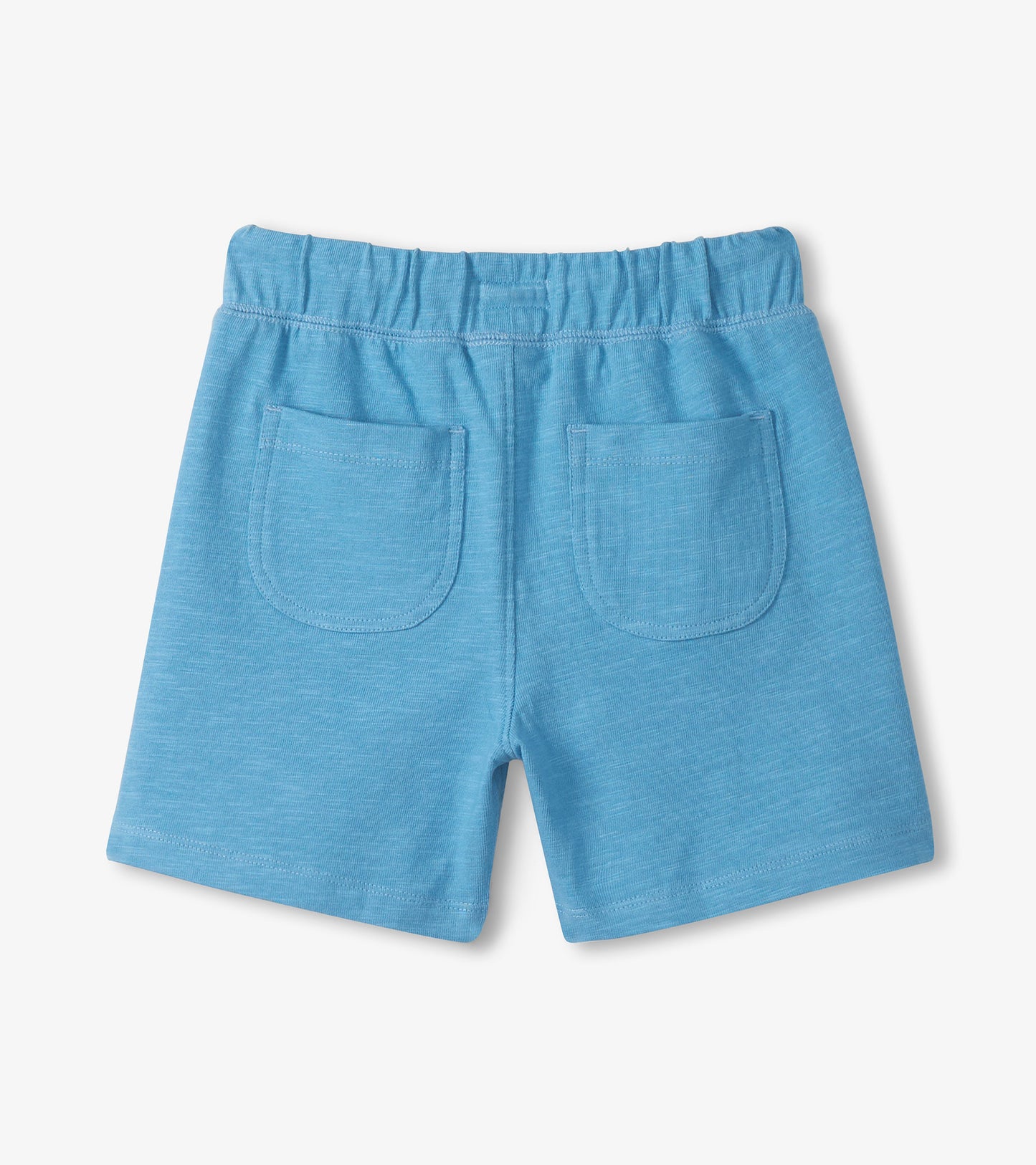 Blue shorts with two pockets on a light gray background