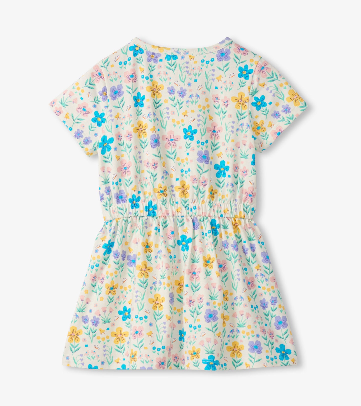 Floral dress with a colorful pattern on a white background