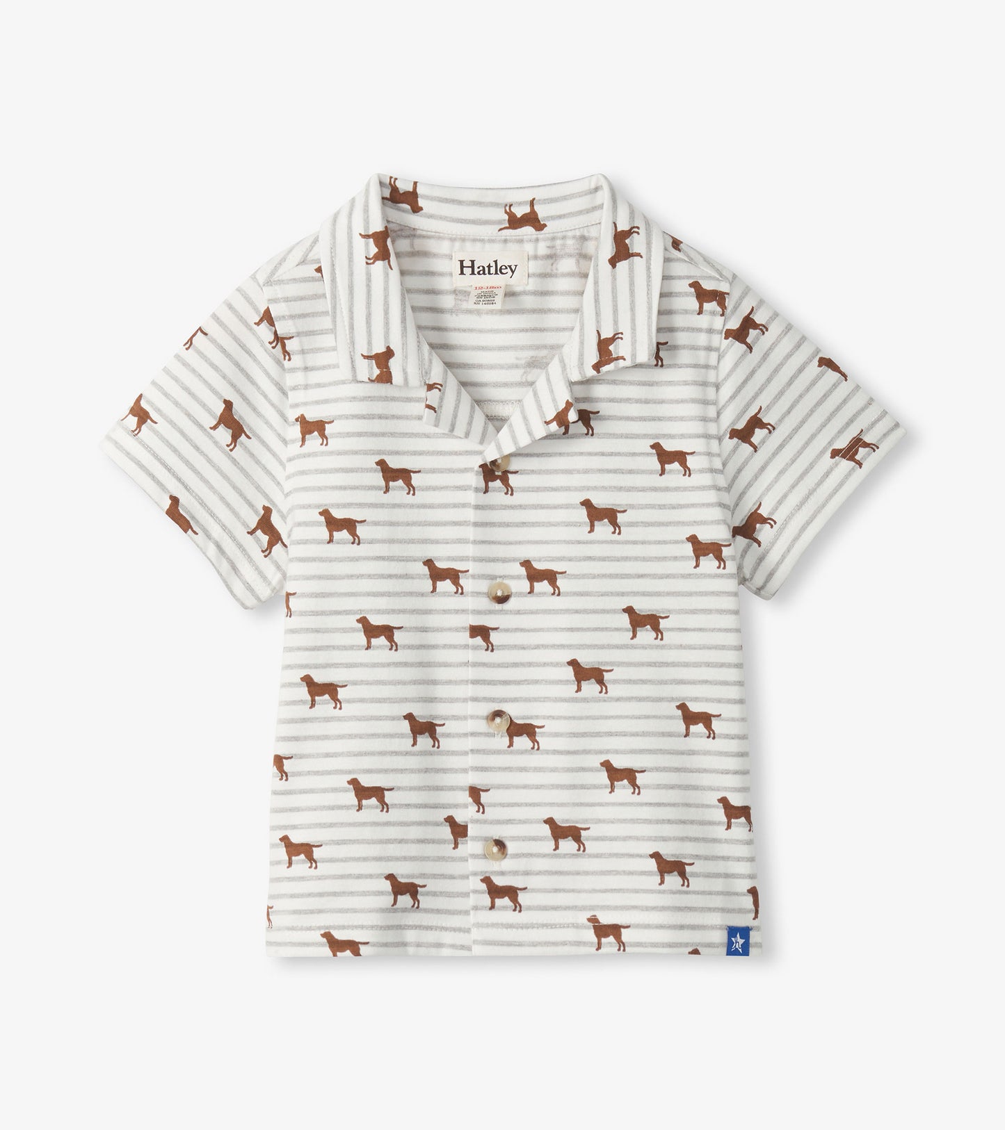 Children's polo shirt with dog pattern on a white background