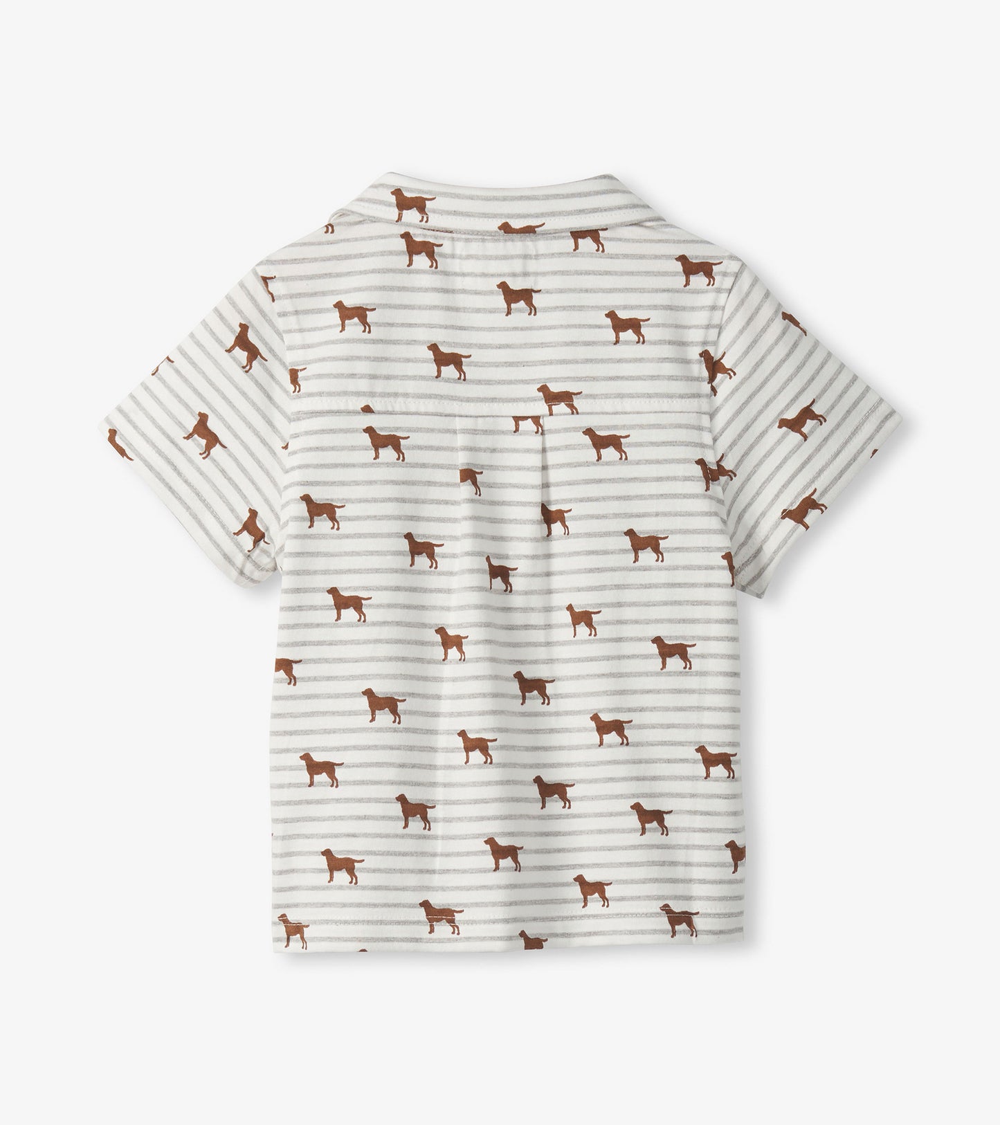 Short-sleeve shirt with dog pattern on a white background