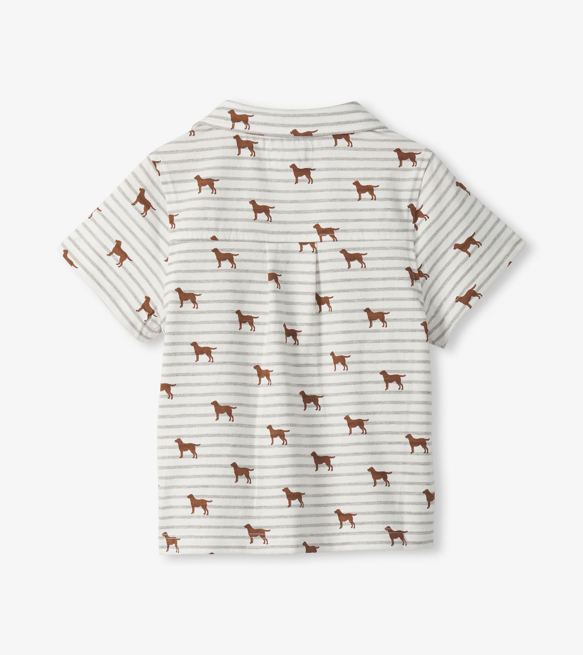 Short-sleeve shirt with dog pattern on a white background