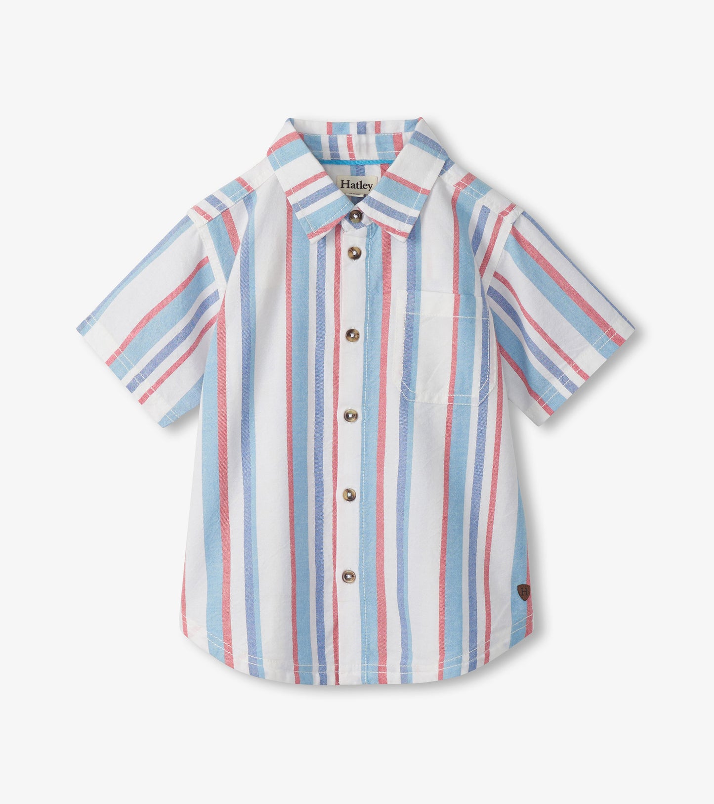 Striped shirt with short sleeves on a white background