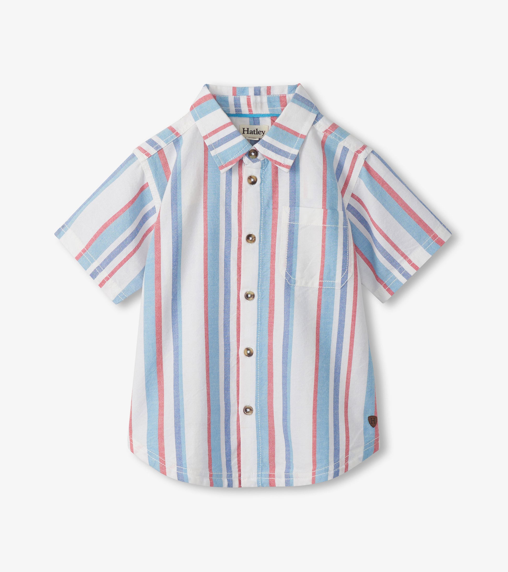 Striped shirt with short sleeves on a white background
