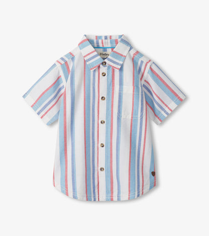Striped shirt with short sleeves on a white background