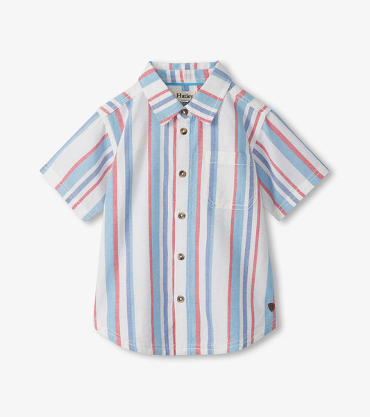 Striped shirt with short sleeves on a white background