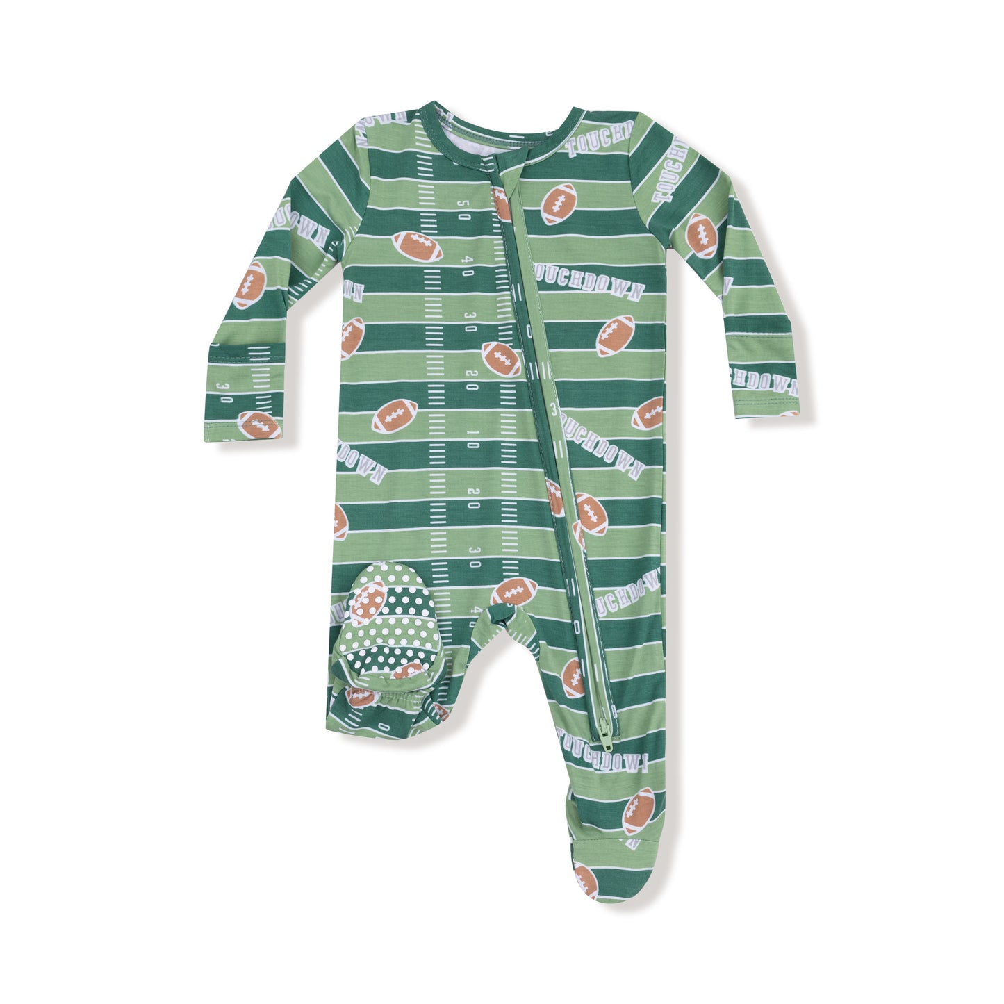 Football Field 2 Way Zipper Footie